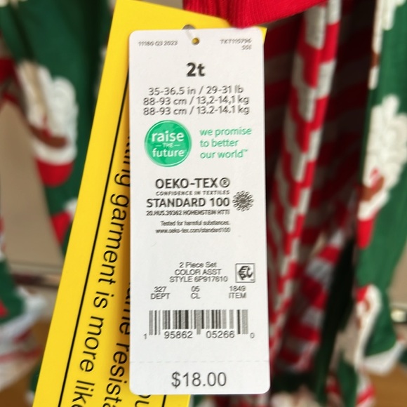 NWT New 2 piece 2T Unisex Girl or Boy Christmas Onesie Pajamas w/ attached feet - Picture 4 of 4